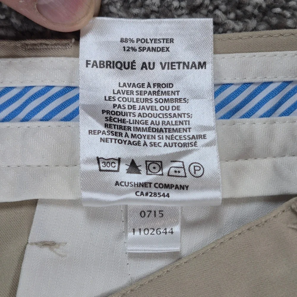 FootJoy Golf Pants‎ Mens 36x34 Tan Flat Front Performance Stretch Athletic